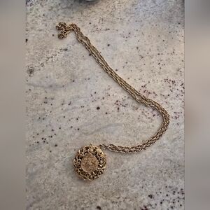 Gold Tone Pendant Necklace - Women's Jewelry Perfume Locket